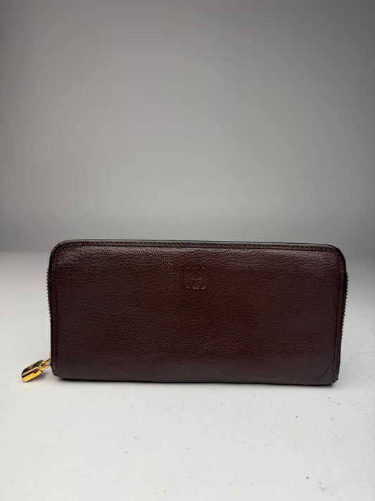 Vintage Loewe Madrid Ziyppy Leather Wallet Brown