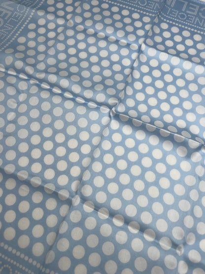 Vintage Celine Monogram Scarf Babyblue White