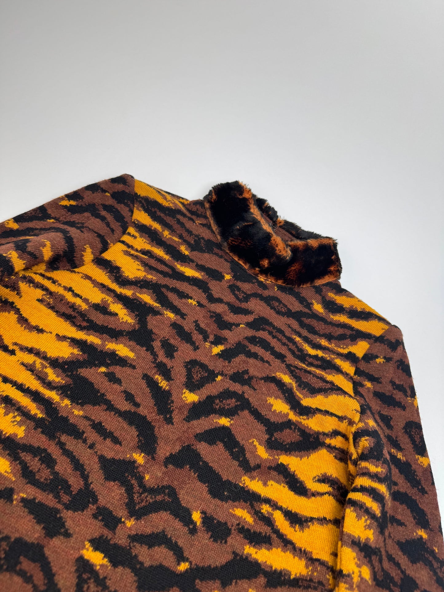 Vintage Yves Saint Laurent Leopard Sweather Brown Yellow M
