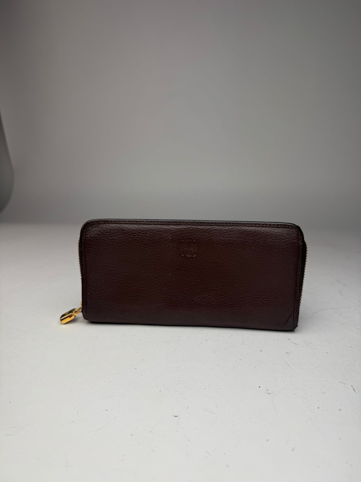 Vintage Loewe Madrid Ziyppy Leather Wallet Brown