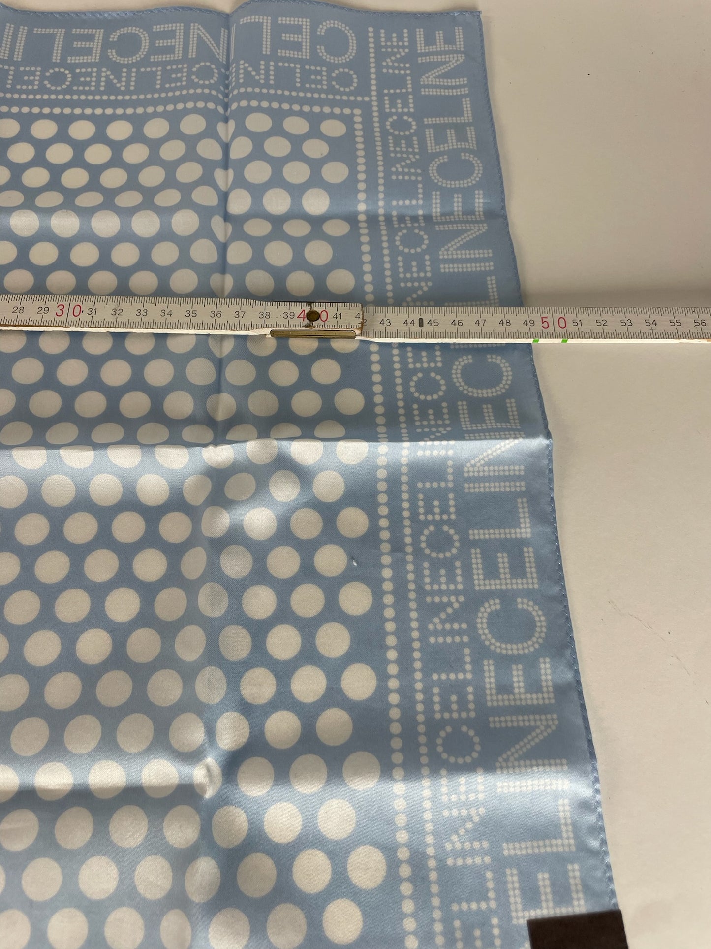 Vintage Celine Monogram Scarf Babyblue White