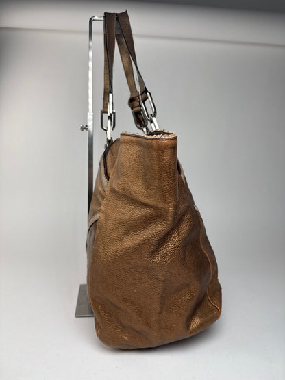 Vintage Chloe Gold Brown leather shopper metallic