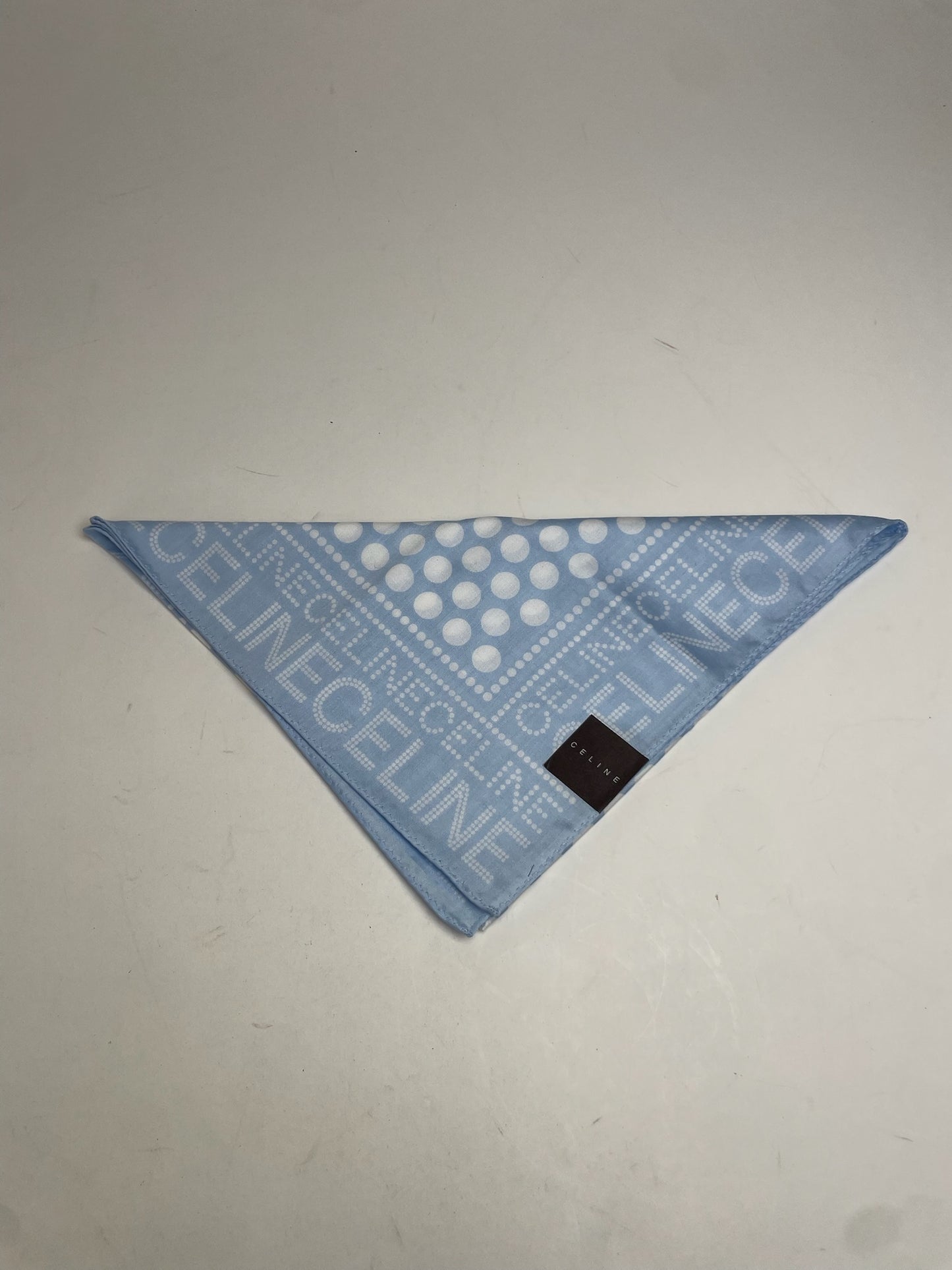 Vintage Celine Monogram Scarf Babyblue White