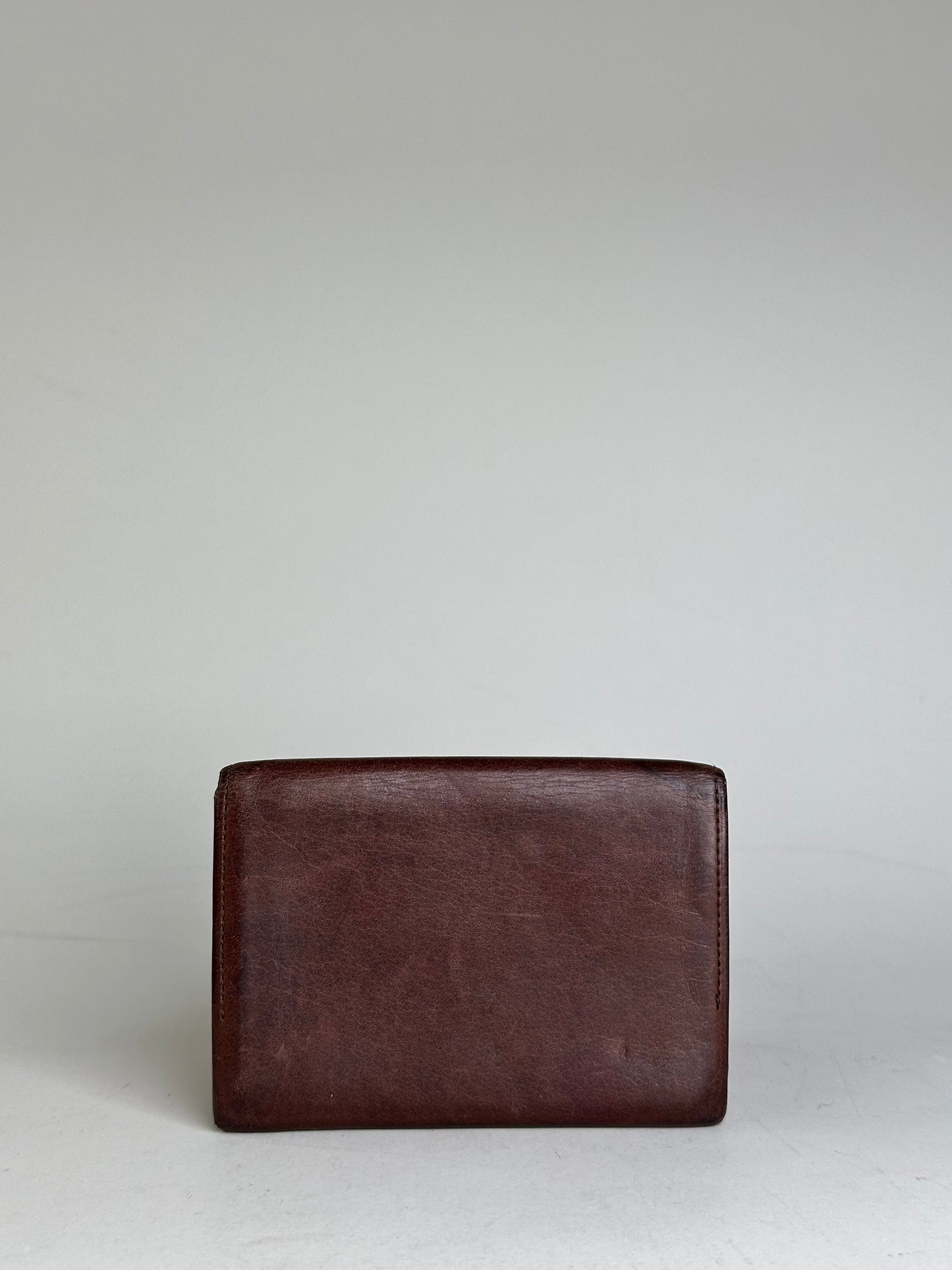 Vintage Yves Saint Laurent Leather Card Holder Dark Brown Gold