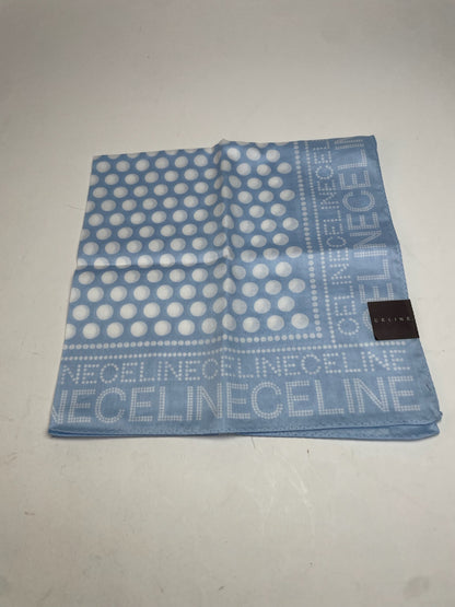 Vintage Celine Monogram Scarf Babyblue White