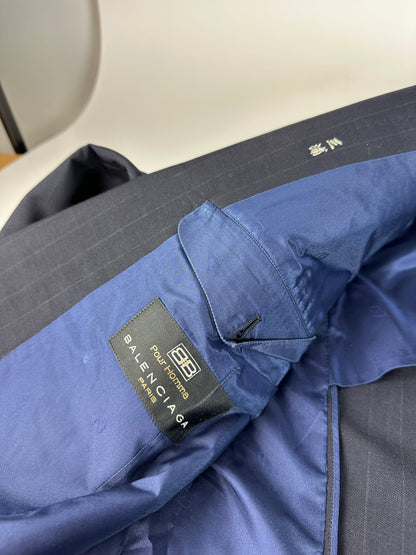 Vintage Balenciaga Pinstripe Wool Suit Navy Early 2000s