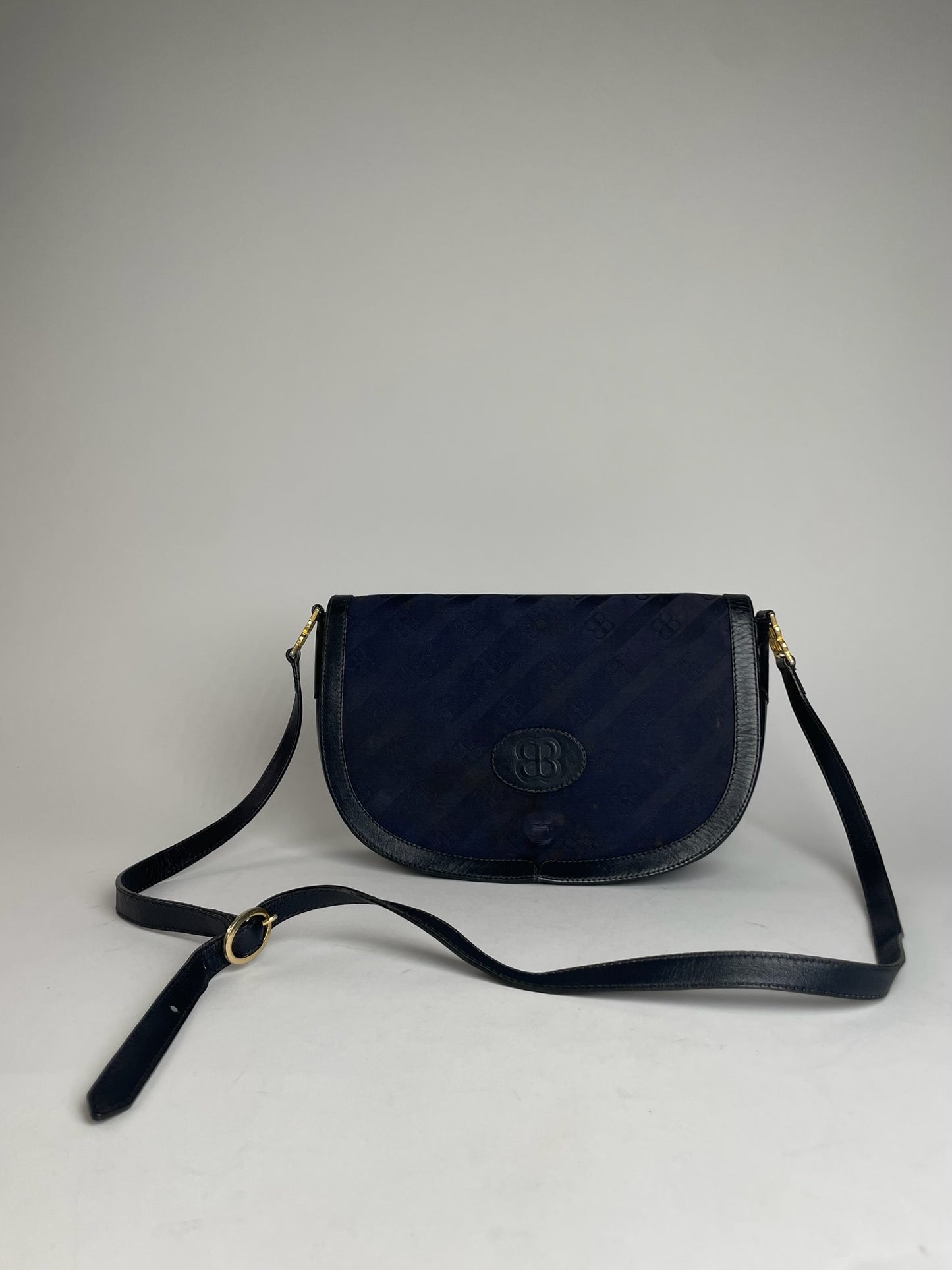 Vintage Balenciaga Monogram Bag Navy Black