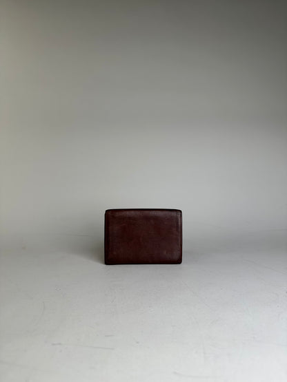 Vintage Yves Saint Laurent Leather Card Holder Dark Brown Gold