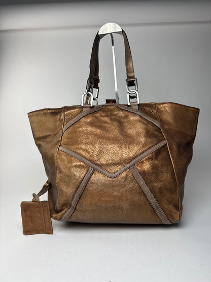 Vintage Chloe Gold Brown leather shopper metallic