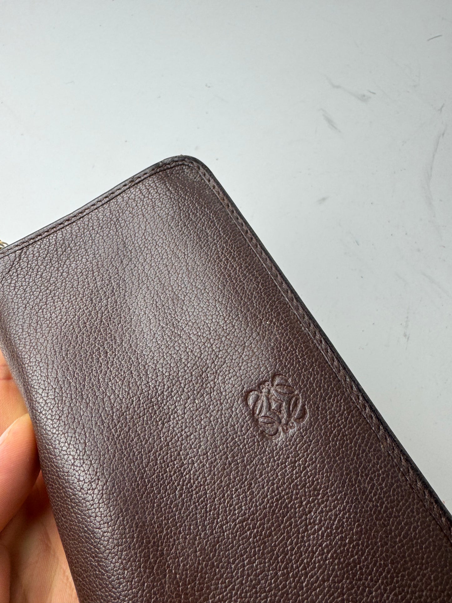 Vintage Loewe Madrid Ziyppy Leather Wallet Brown