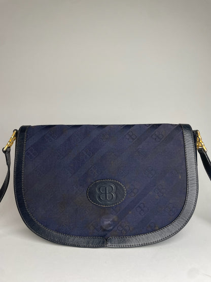 Vintage Balenciaga Monogram Bag Navy Black