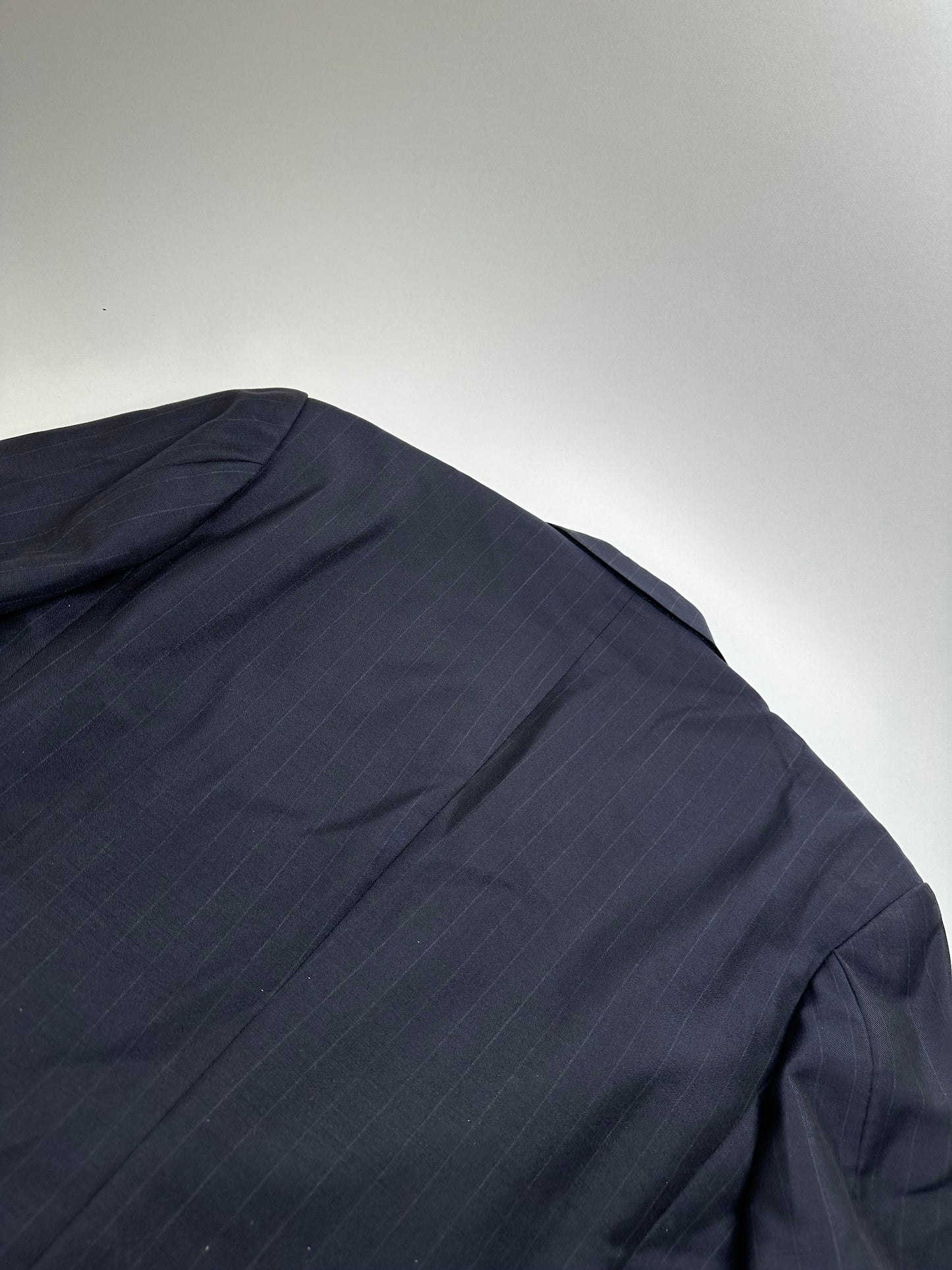 Vintage Balenciaga Pinstripe Wool Suit Navy Early 2000s