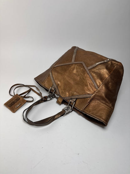 Vintage Chloe Gold Brown leather shopper metallic