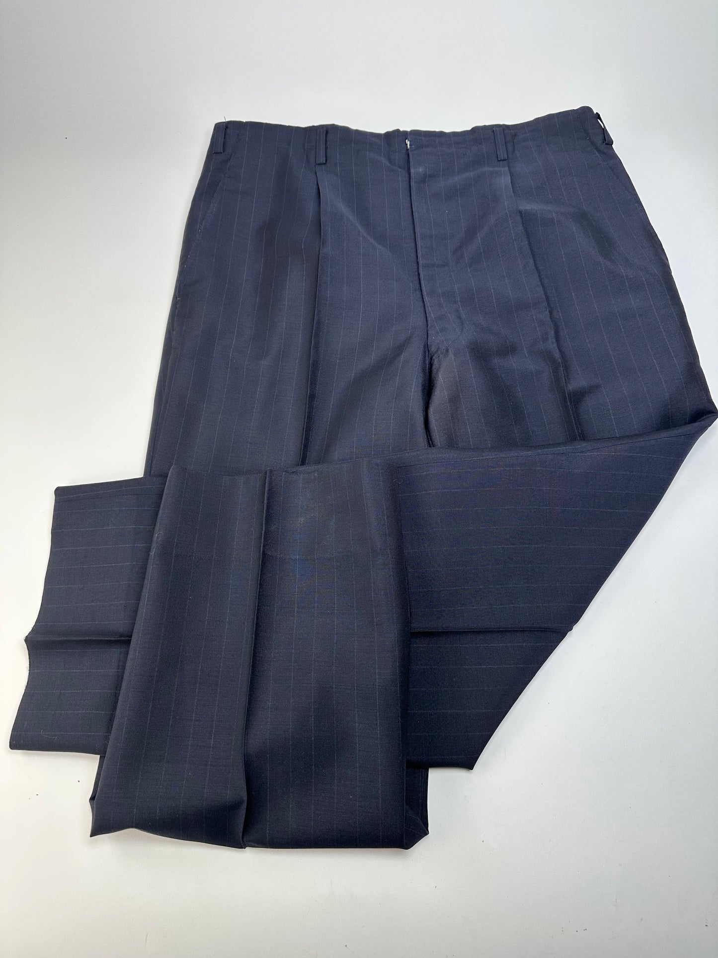 Vintage Balenciaga Pinstripe Wool Suit Navy Early 2000s