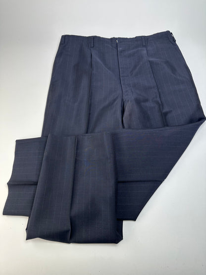 Vintage Balenciaga Pinstripe Wool Suit Navy Early 2000s