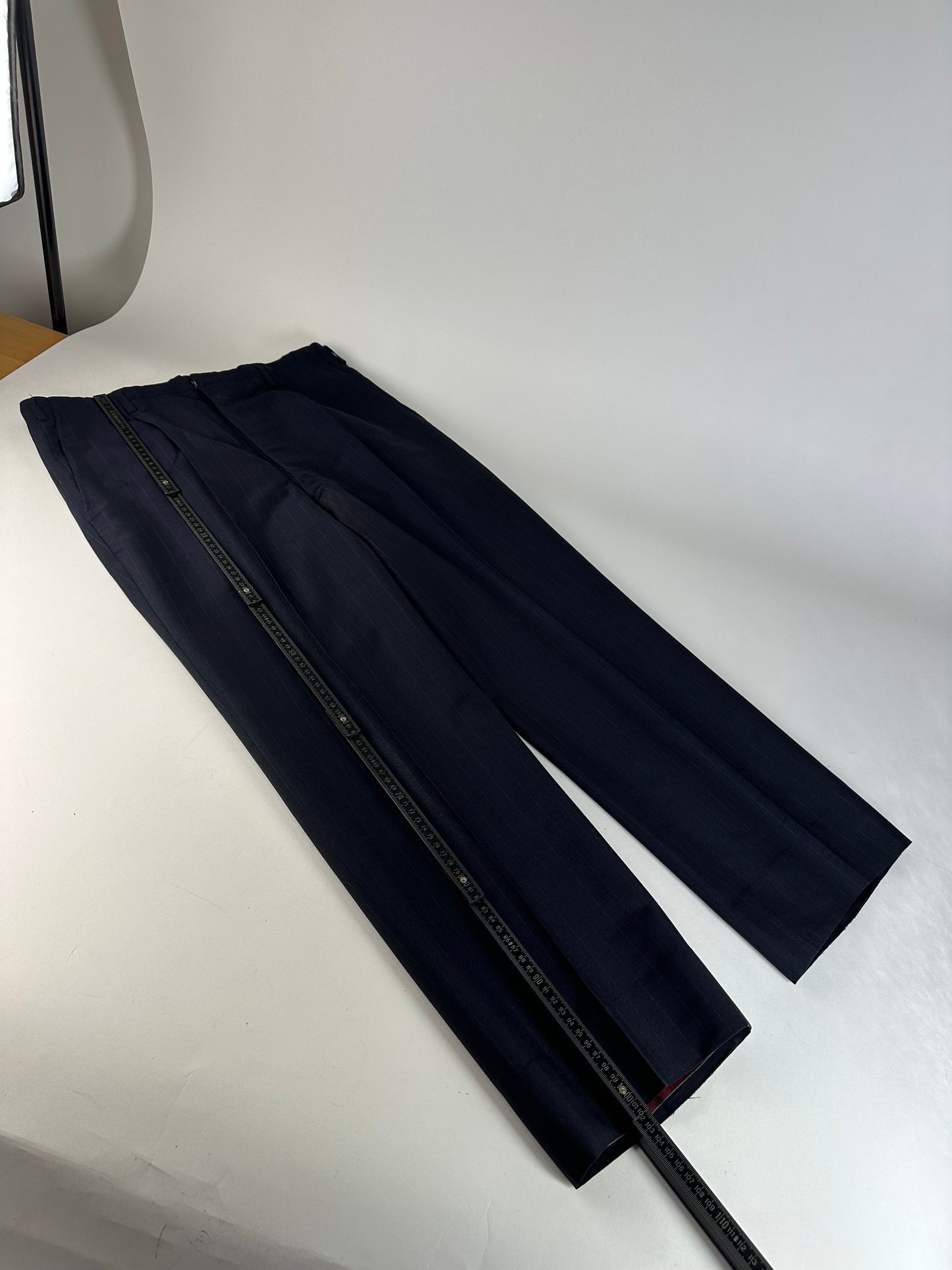 Vintage Balenciaga Pinstripe Wool Suit Navy Early 2000s