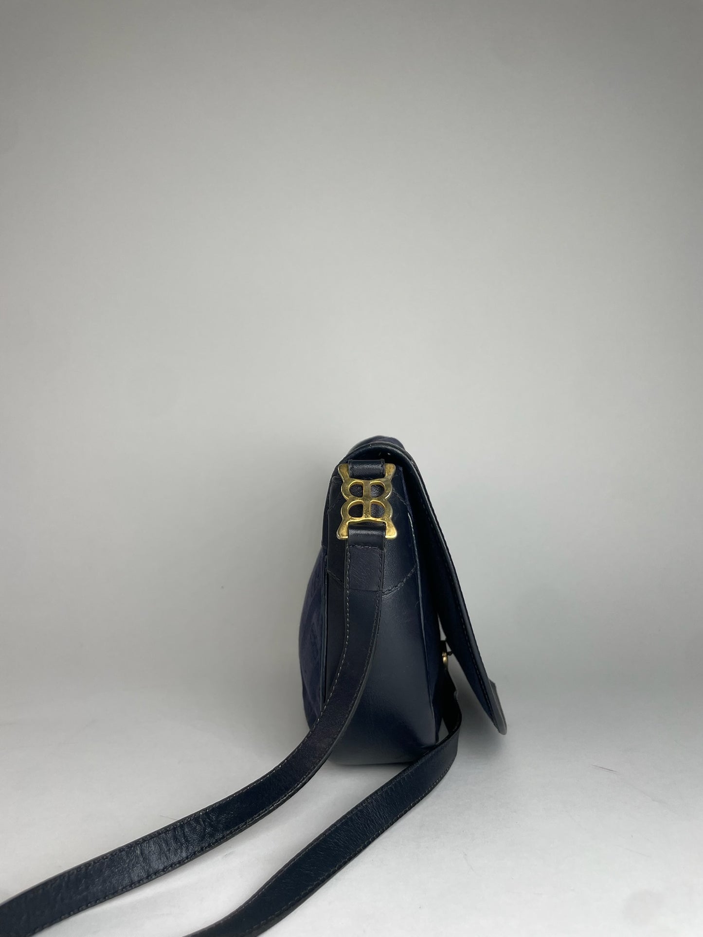 Vintage Balenciaga Monogram Bag Navy Black