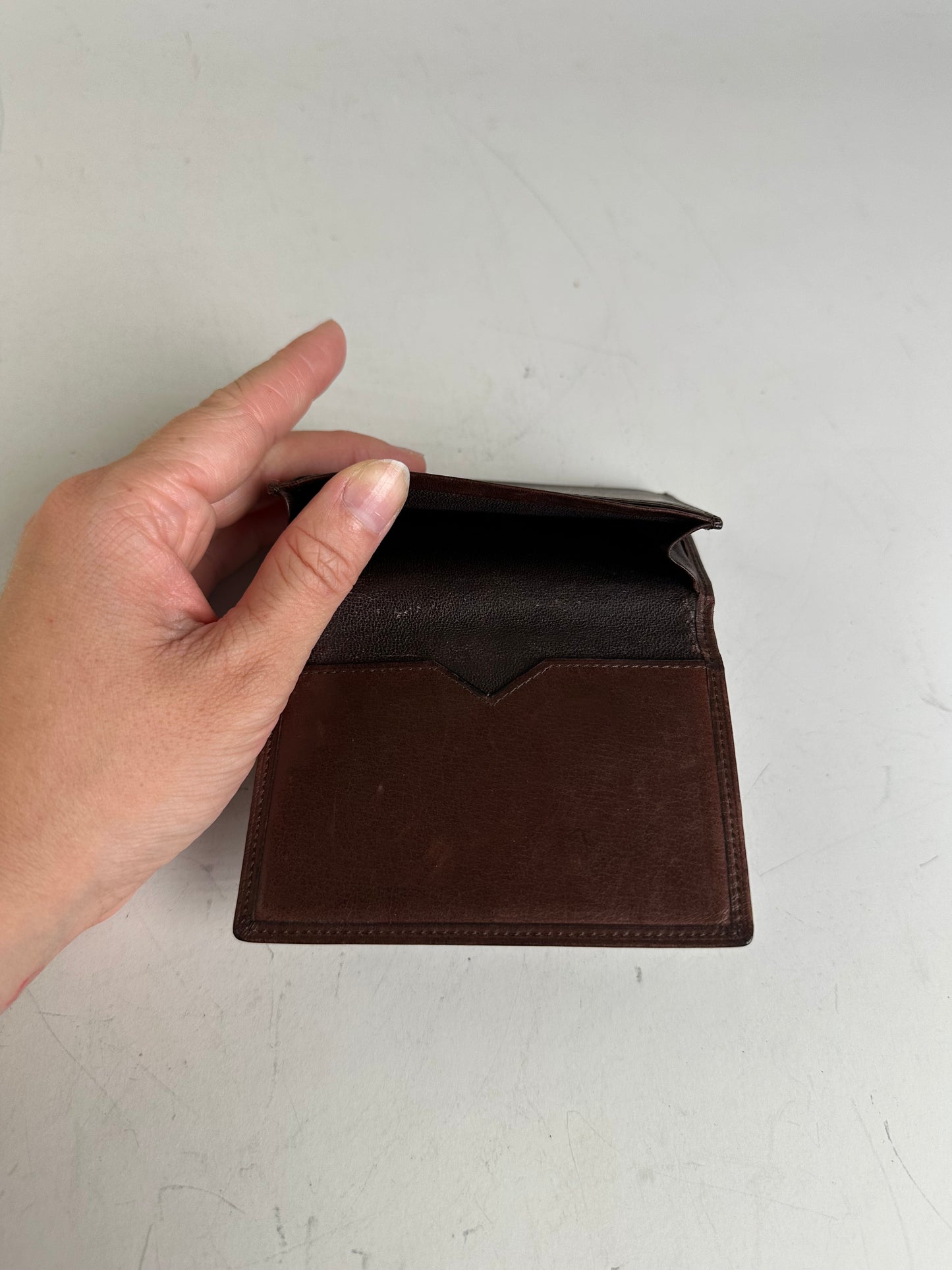 Vintage Yves Saint Laurent Leather Card Holder Dark Brown Gold