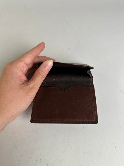 Vintage Yves Saint Laurent Leather Card Holder Dark Brown Gold