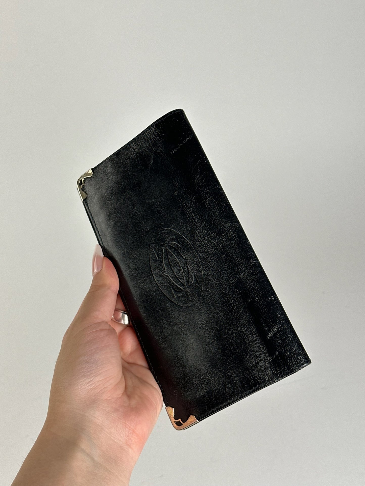 Vintage Cartier leather ID holder black