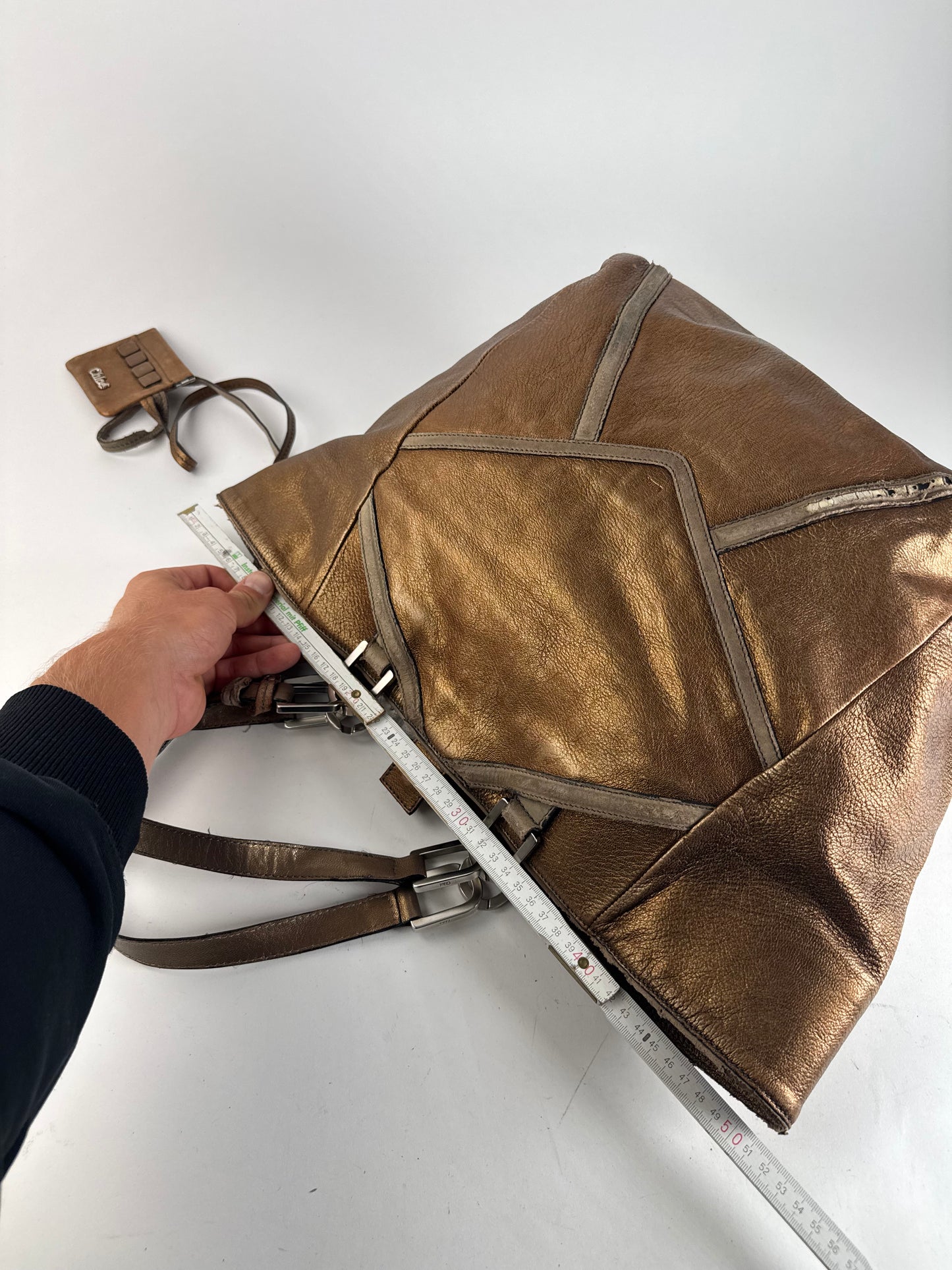 Vintage Chloe Gold Brown leather shopper metallic