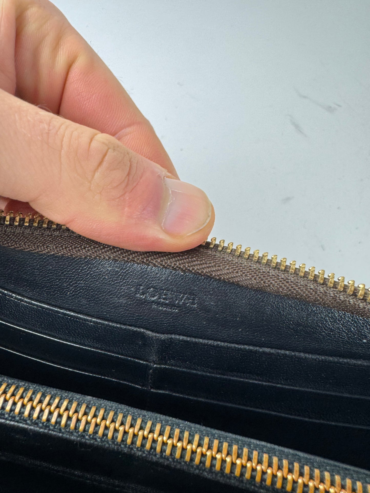 Vintage Loewe Madrid Ziyppy Leather Wallet Brown