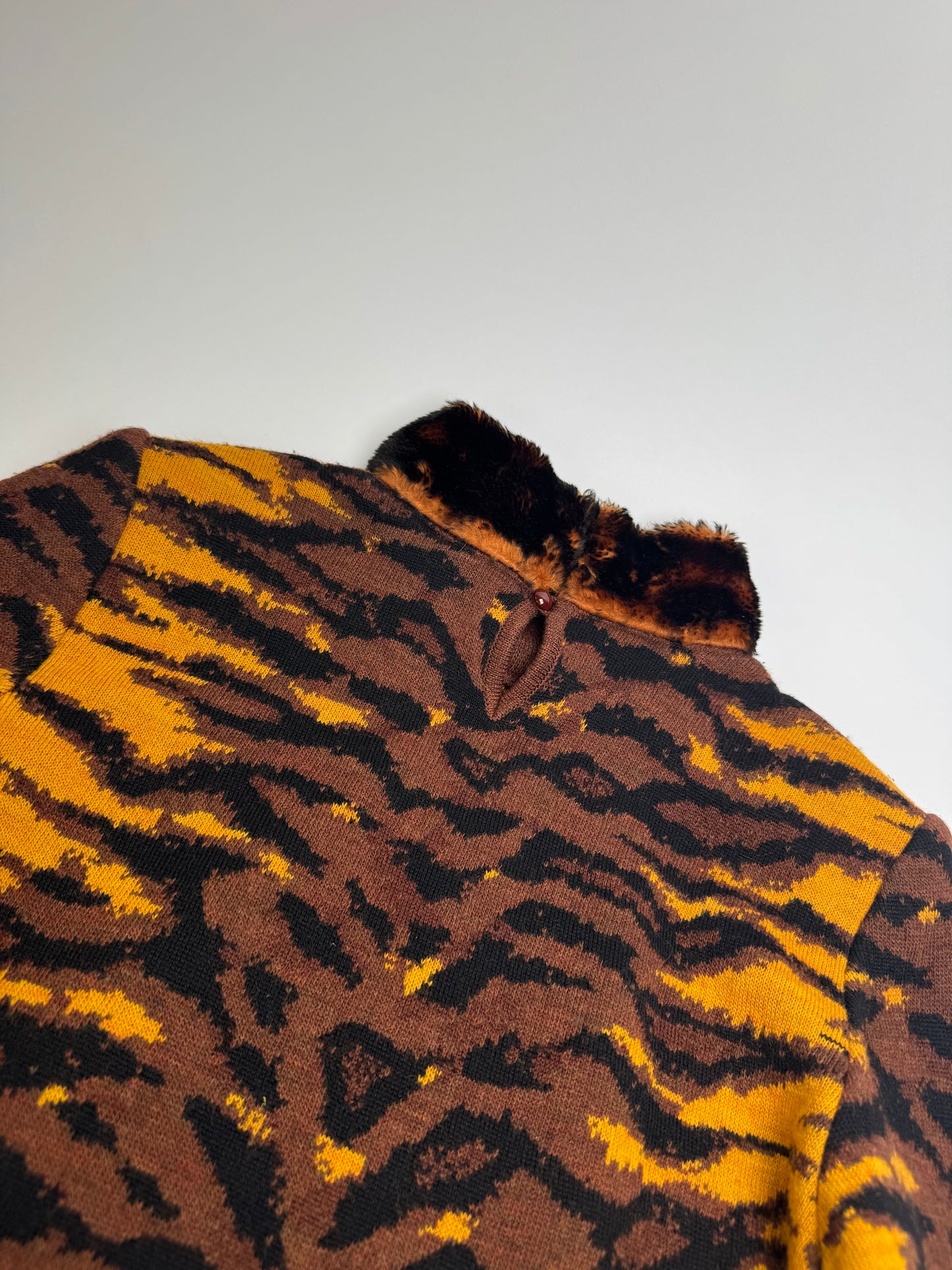 Vintage Yves Saint Laurent Leopard Sweather Brown Yellow M