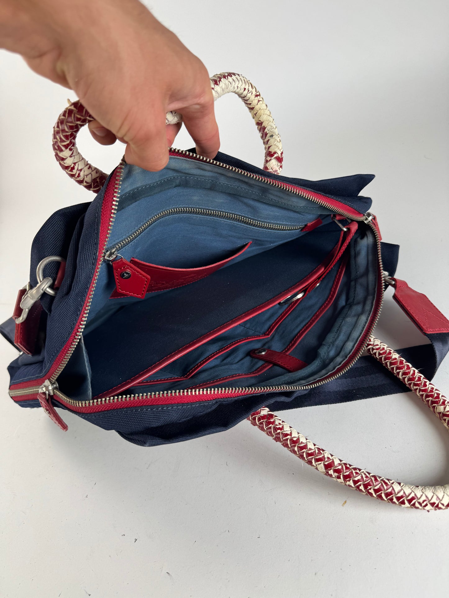 Sac vintage Vivienne Westwood 2Way bleu marine rouge
