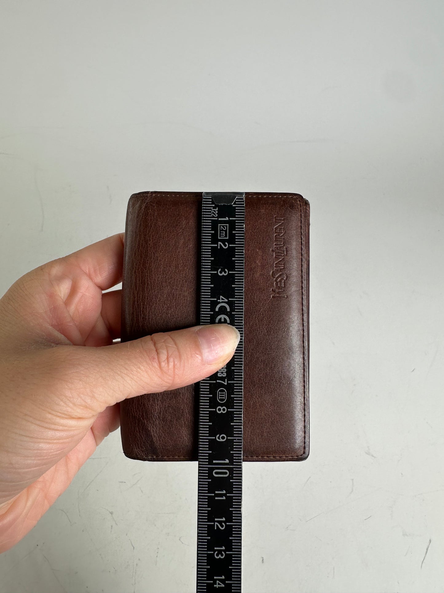 Vintage Yves Saint Laurent Leather Card Holder Dark Brown Gold