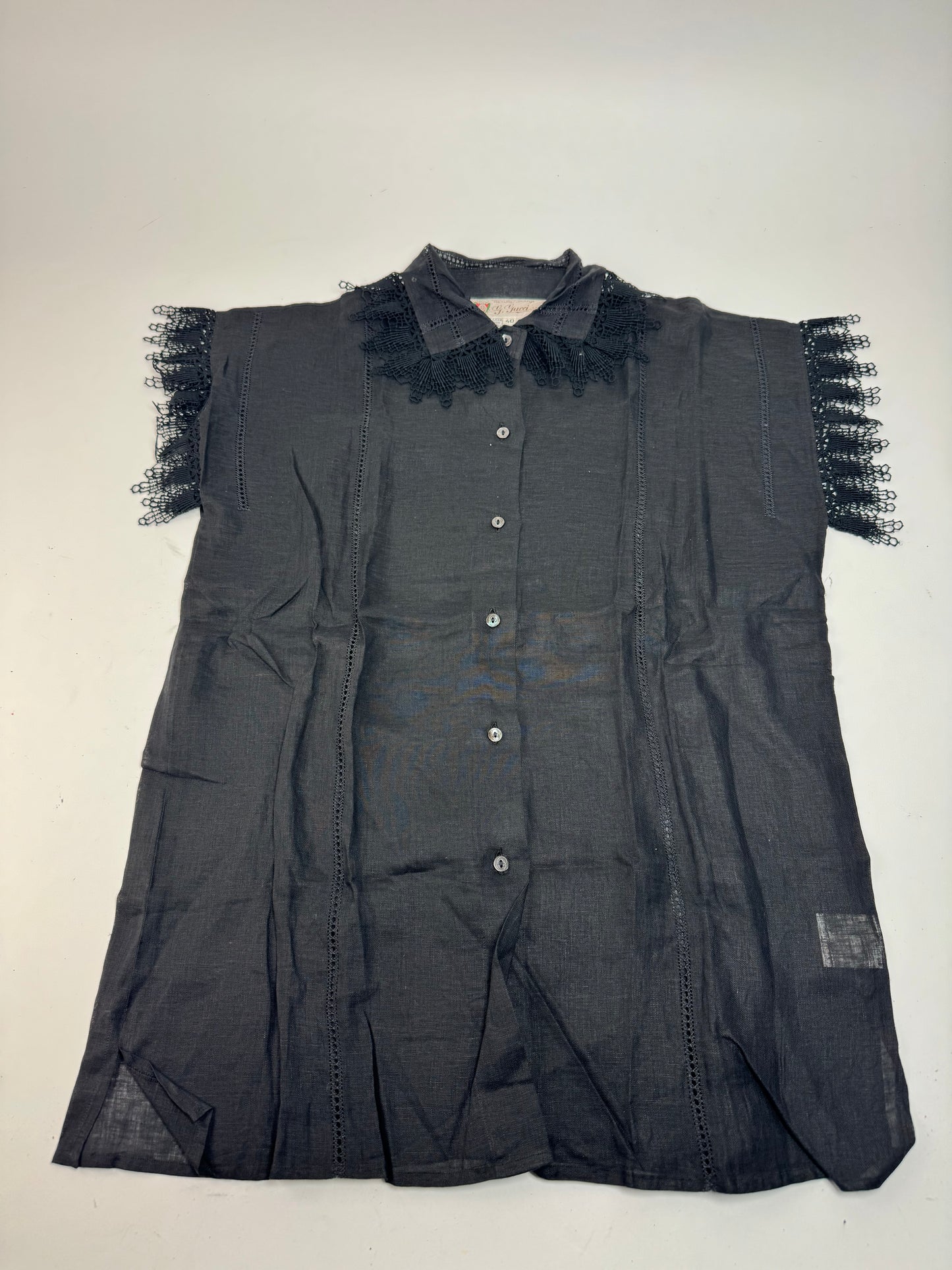 Vintage Gucci Linen Top Black M