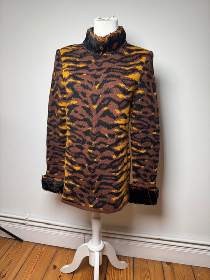 Vintage Yves Saint Laurent Leopard Sweather Brown Yellow M