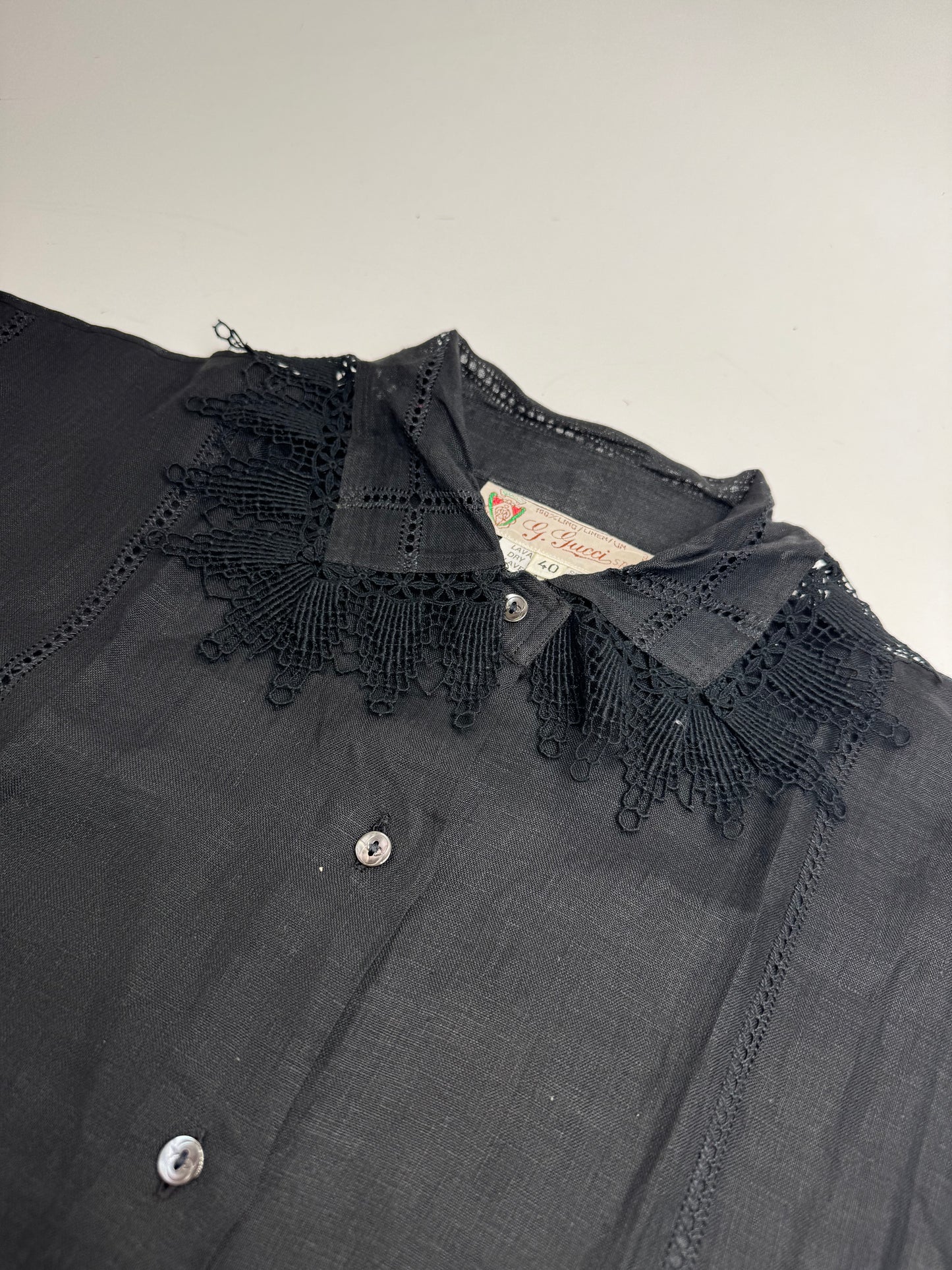 Vintage Gucci Linen Top Black M