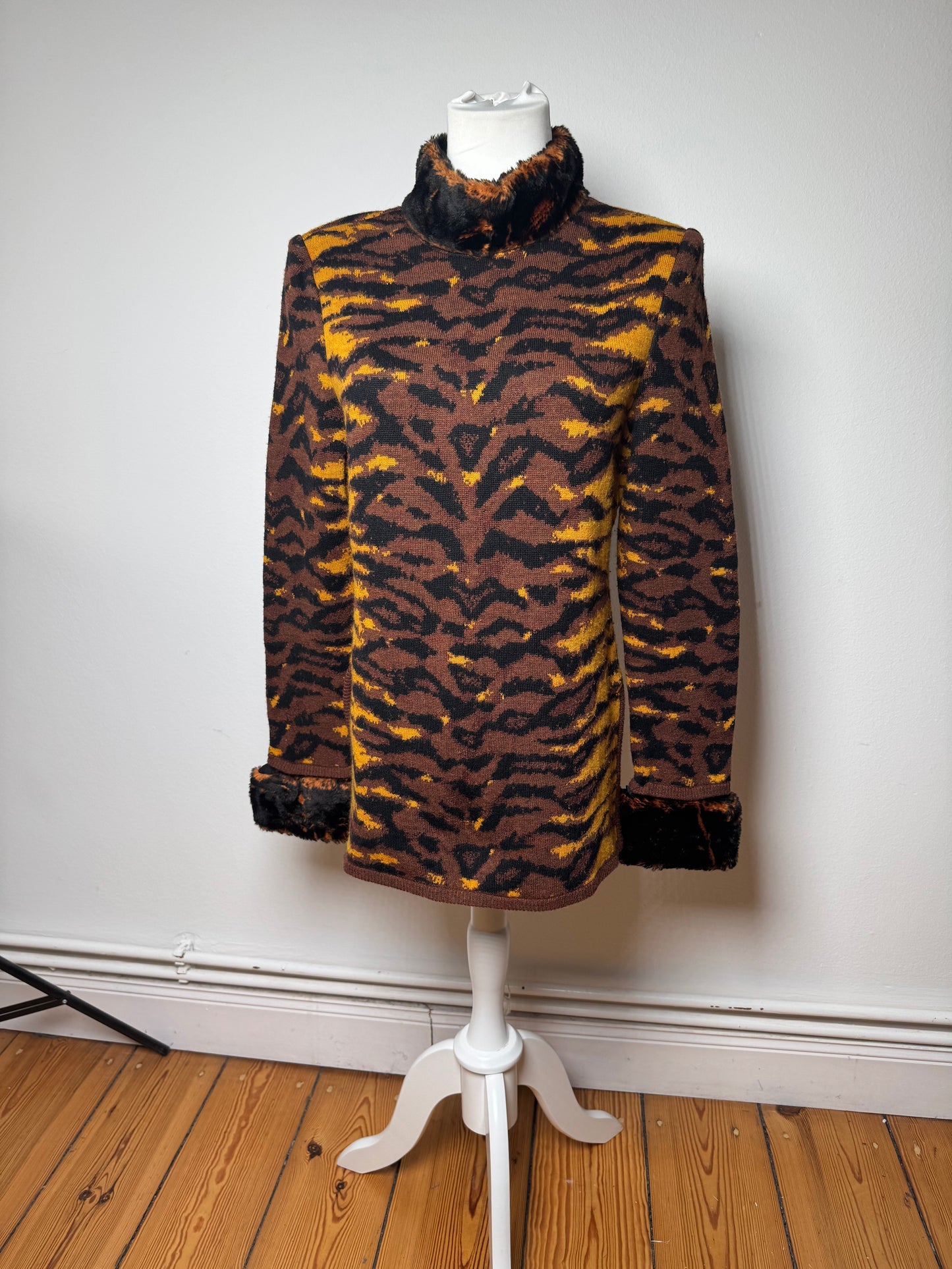 Vintage Yves Saint Laurent Leopard Sweather Brown Yellow M