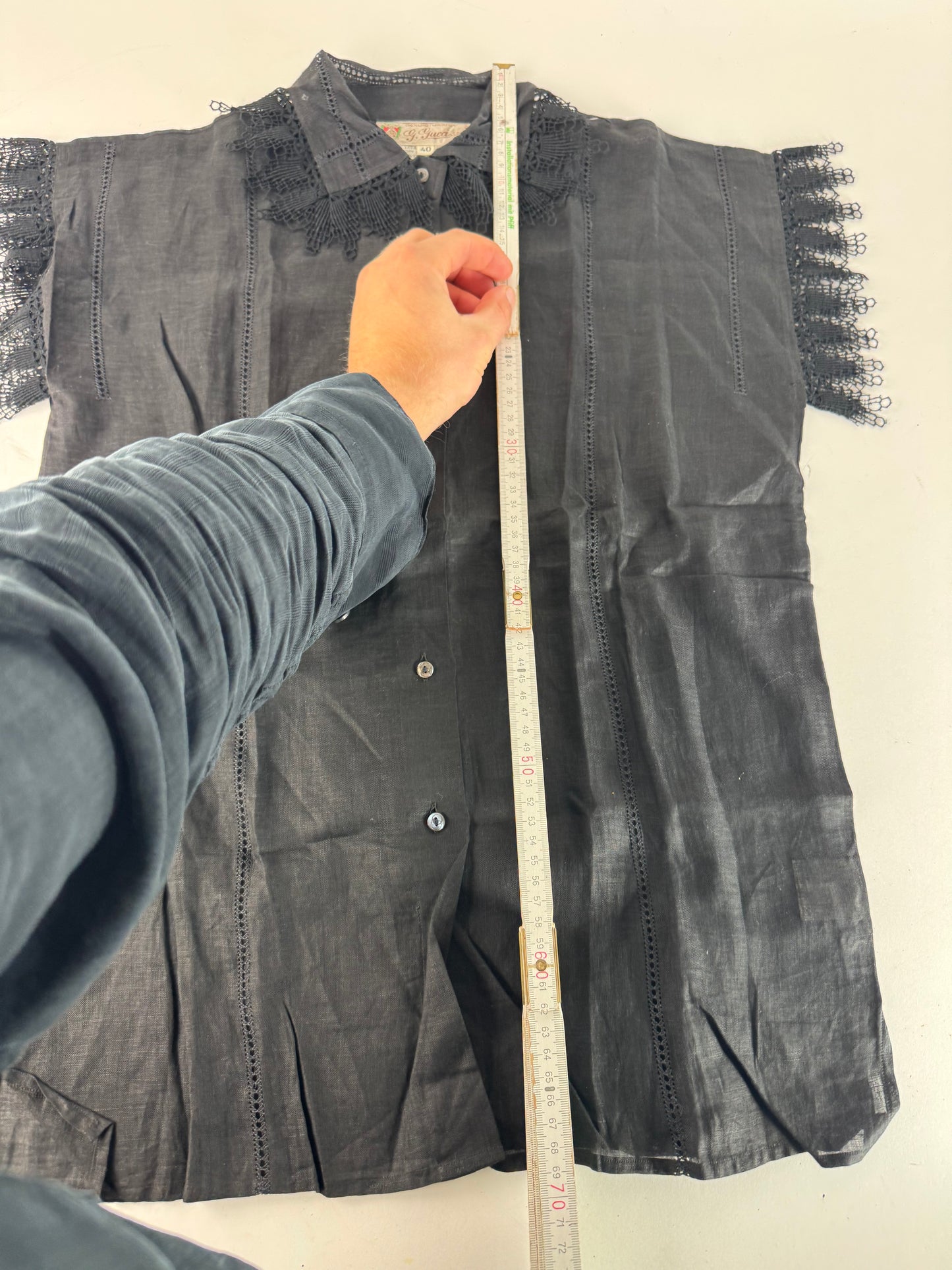 Vintage Gucci Linen Top Black M