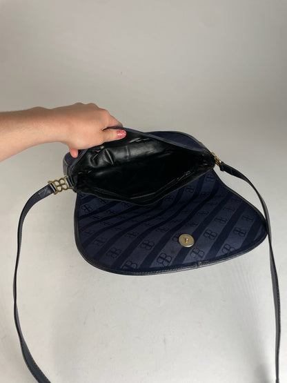 Vintage Balenciaga Monogram Bag Navy Black