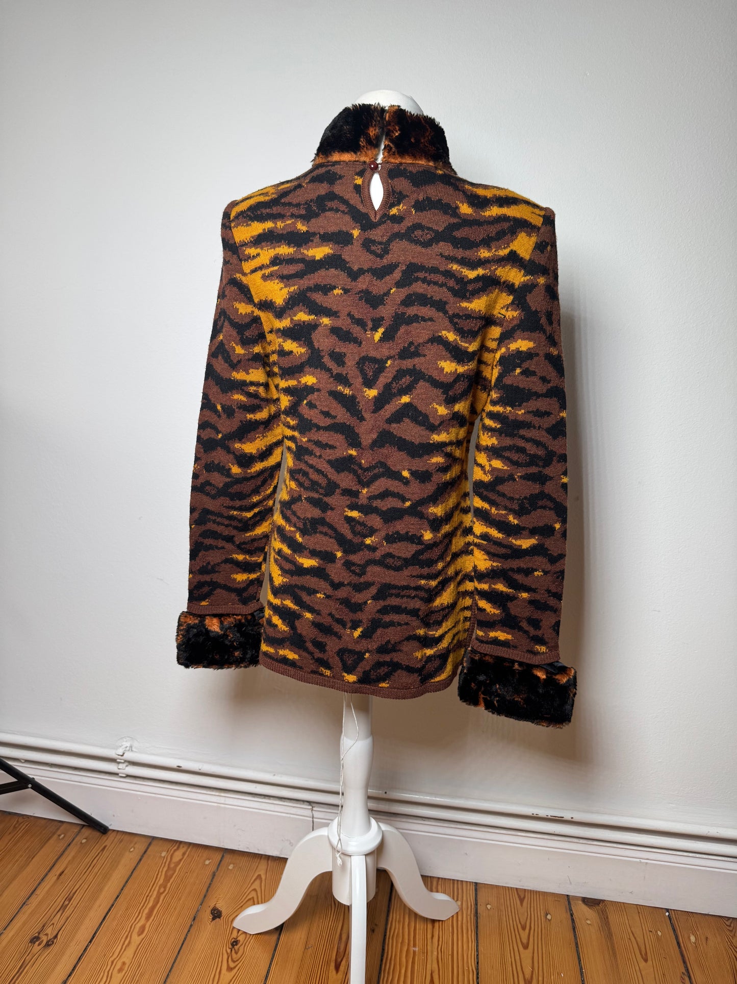 Vintage Yves Saint Laurent Leopard Sweather Brown Yellow M
