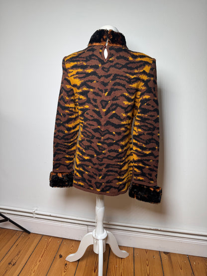 Vintage Yves Saint Laurent Leopard Sweather Brown Yellow M
