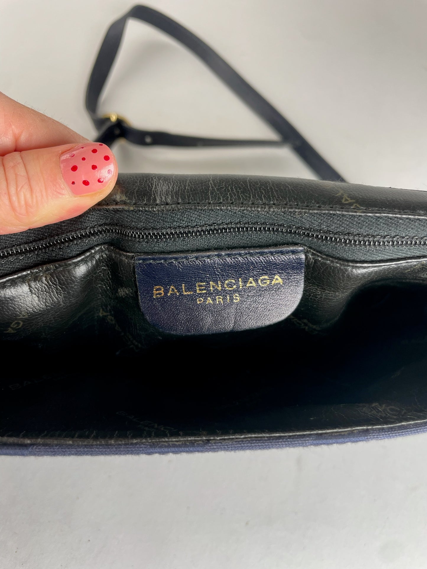 Vintage Balenciaga Monogram Bag Navy Black
