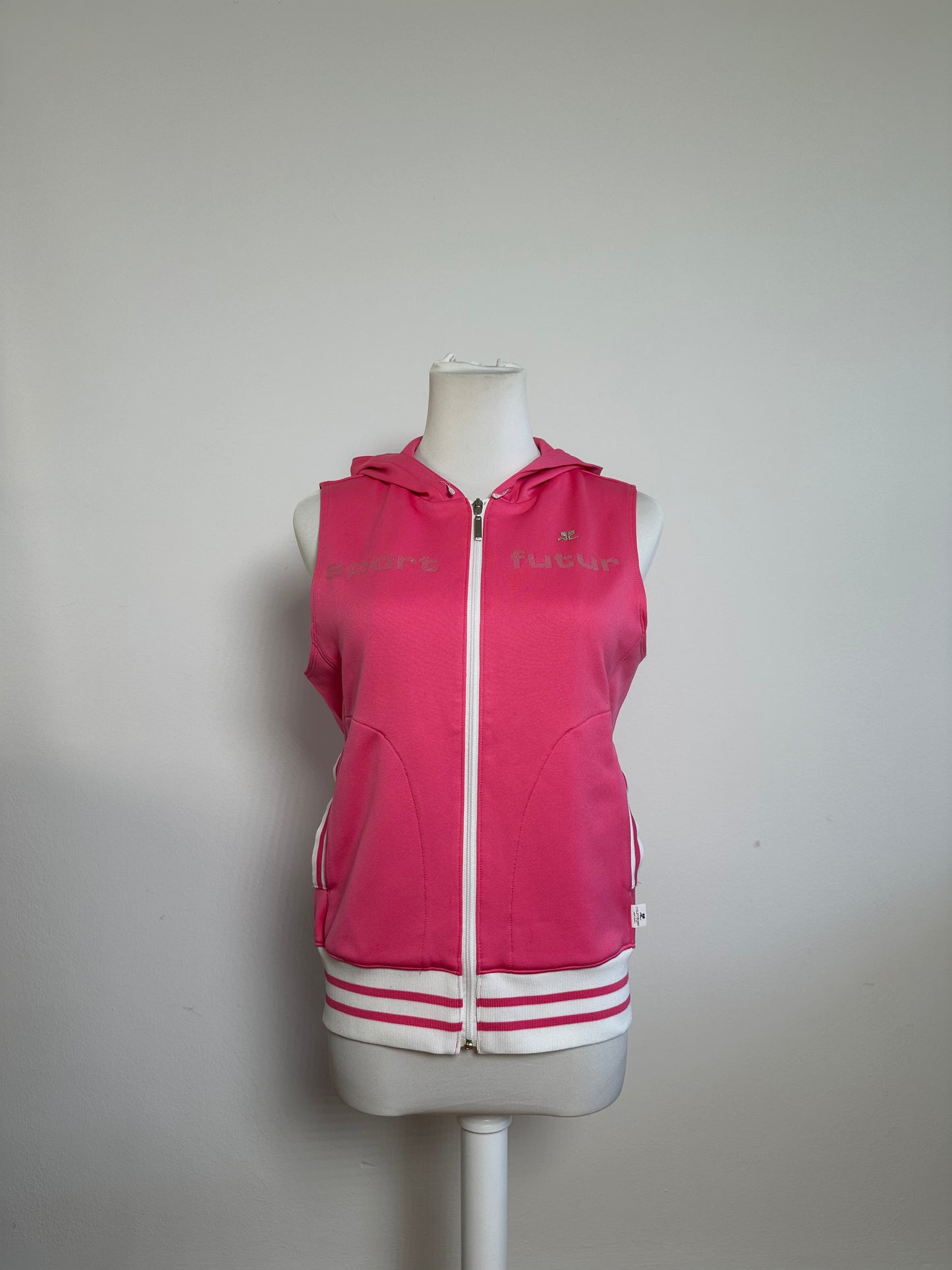 Vintage Courreges Sleeveless Zipper Sport Jacket Pink