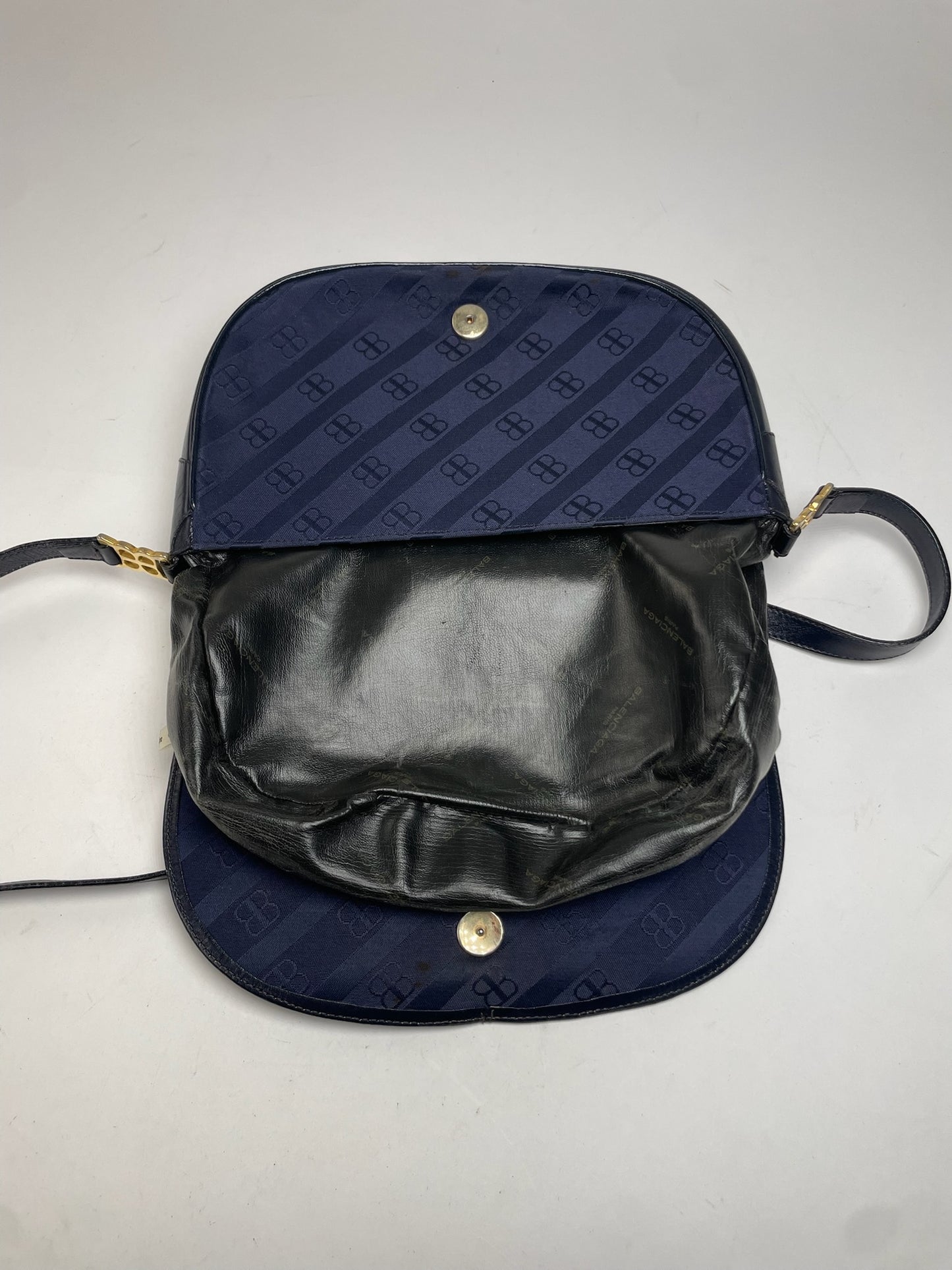 Vintage Balenciaga Monogram Bag Navy Black