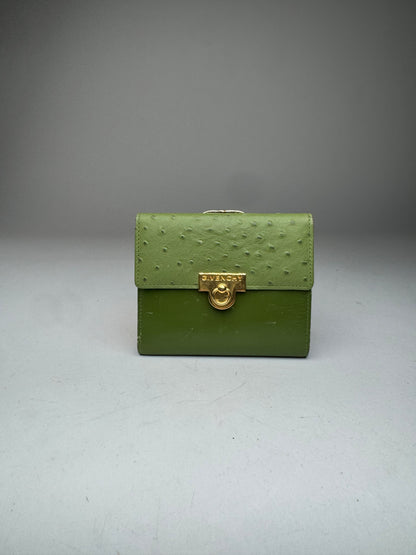 Vintage Givenchy Ostrich Leather Wallet Green