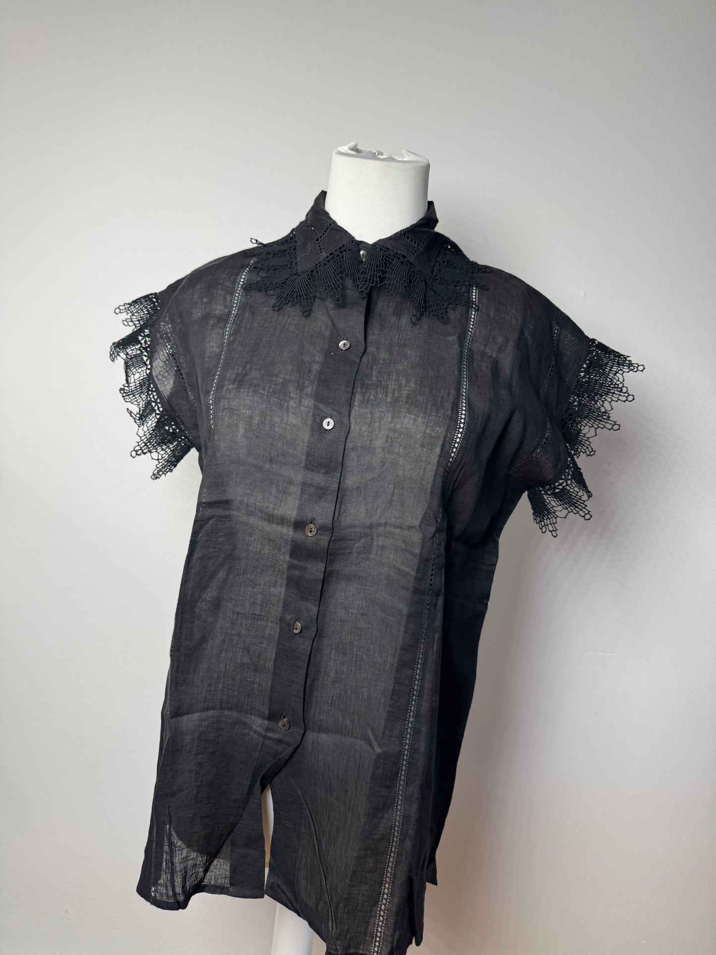 Vintage Gucci Linen Top Black M