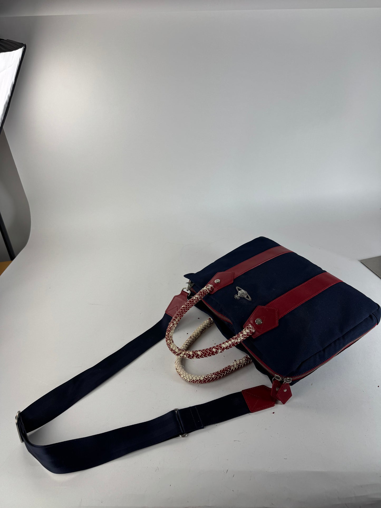 Sac vintage Vivienne Westwood 2Way bleu marine rouge