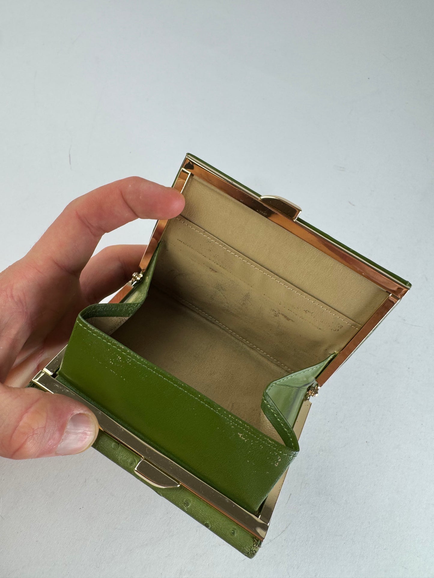 Vintage Givenchy Ostrich Leather Wallet Green
