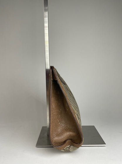 Vintage Gucci Ophidia Leather Clutch Grey Brown