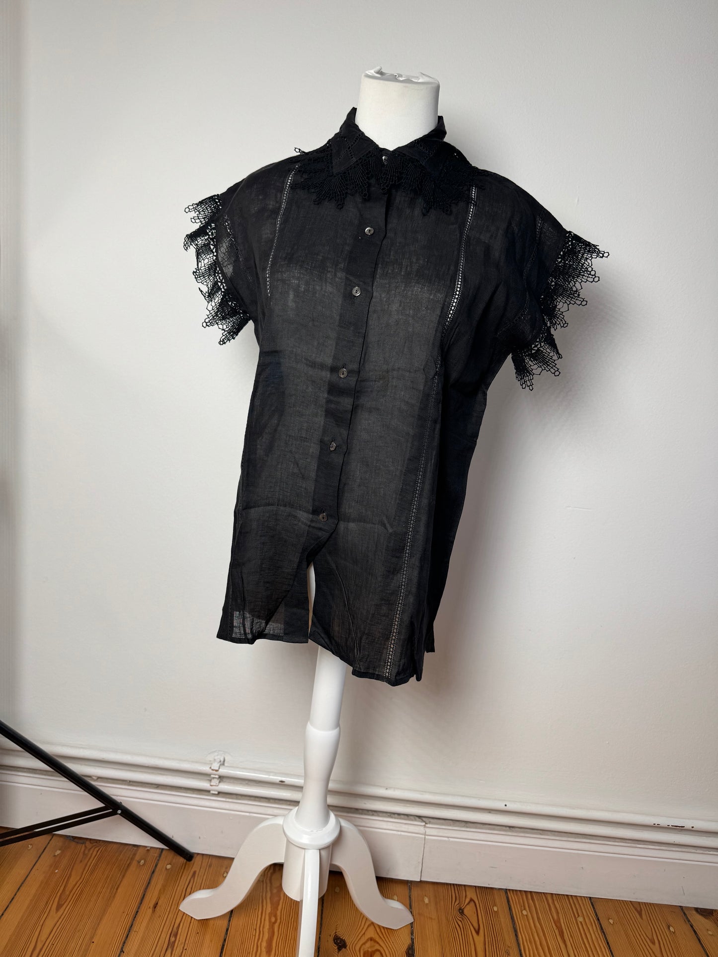 Vintage Gucci Linen Top Black M