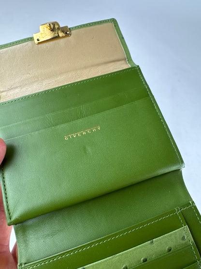 Vintage Givenchy Ostrich Leather Wallet Green