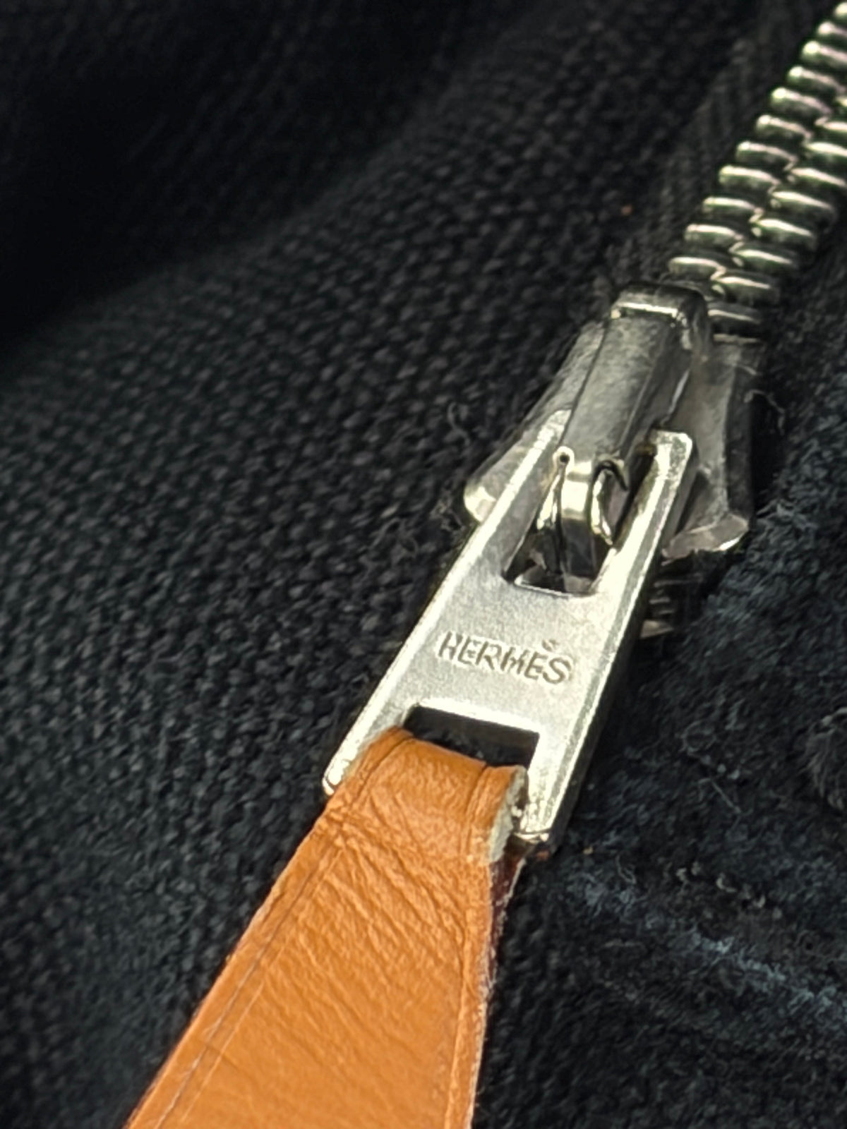 Vintage Hermes Victoria Canvas Tote Black Grey