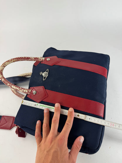 Sac vintage Vivienne Westwood 2Way bleu marine rouge