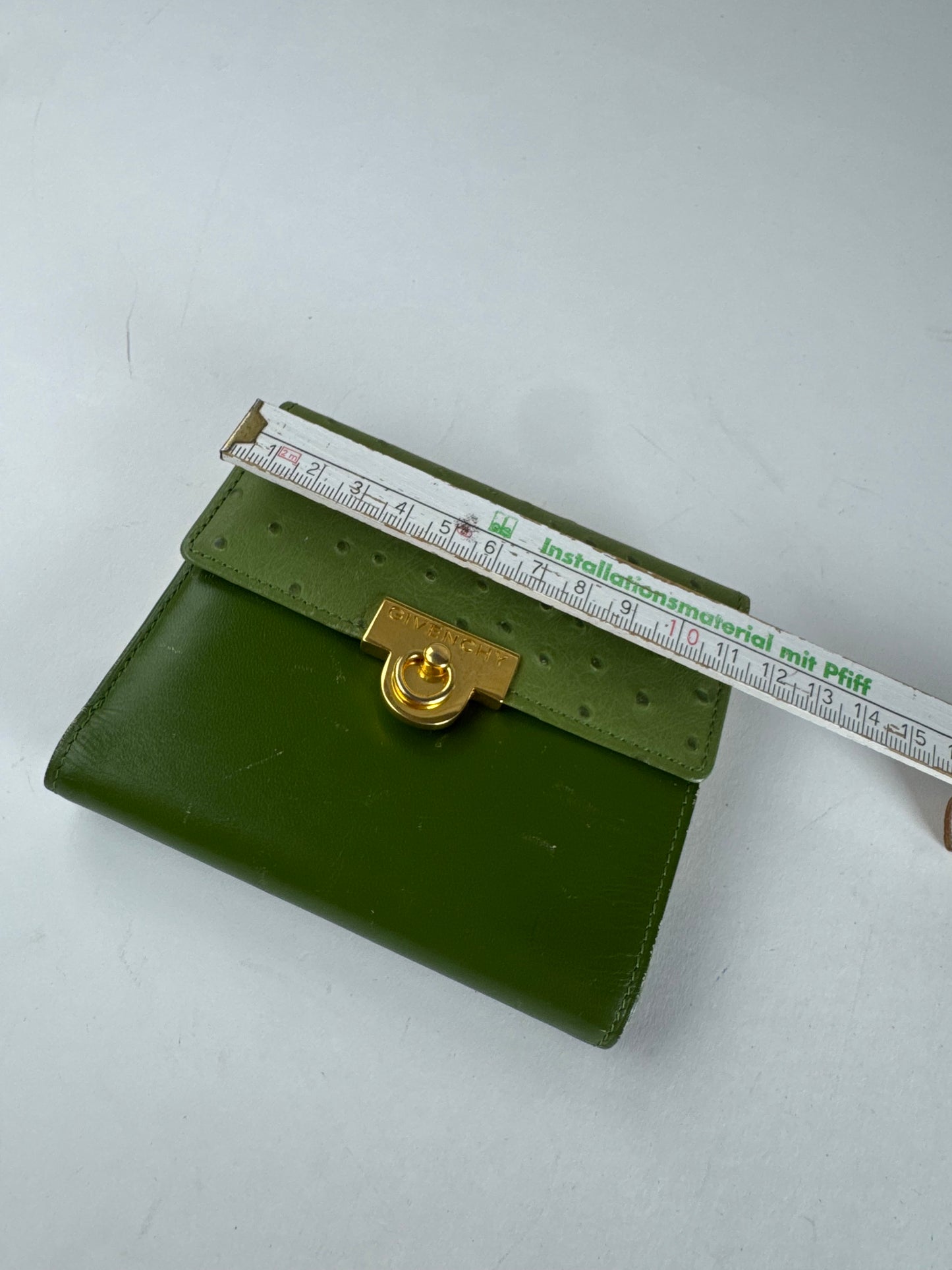 Vintage Givenchy Ostrich Leather Wallet Green